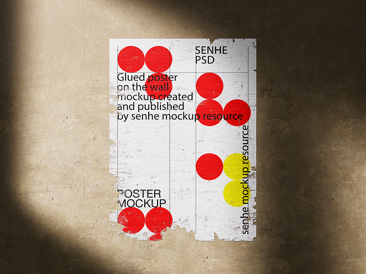 张贴在墙上的海报样机3组插图