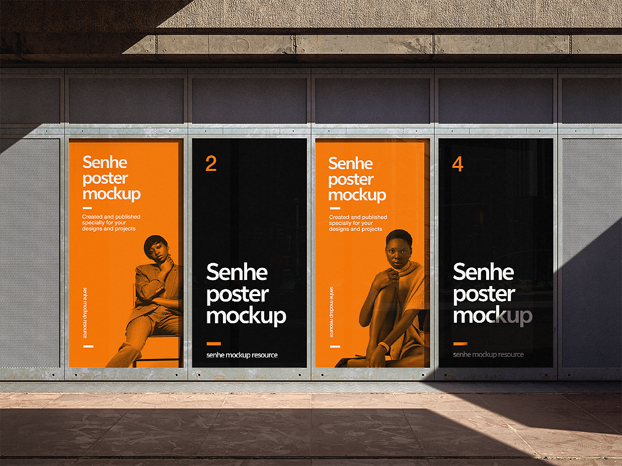 户外广告牌海报样机3组插图