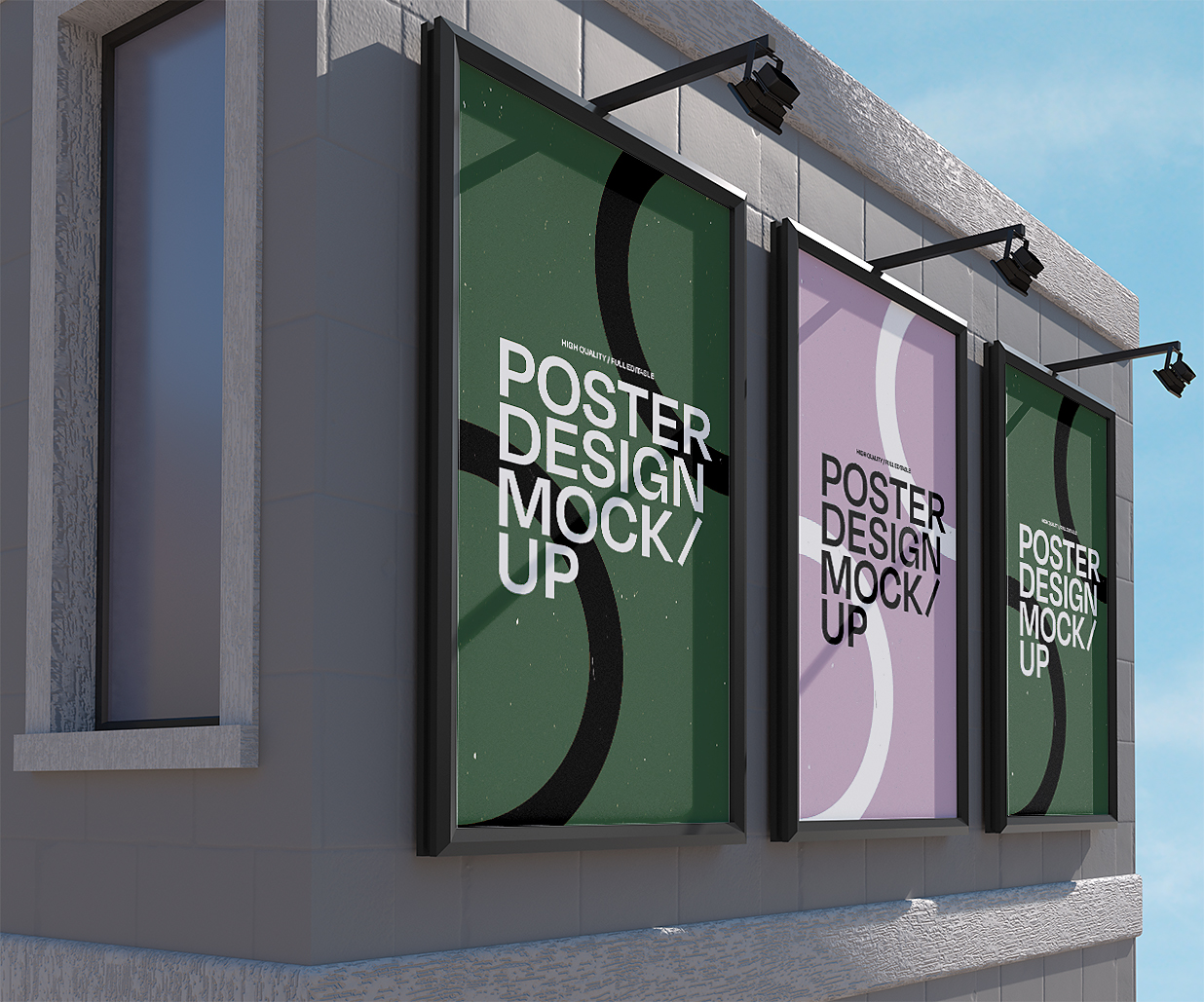 户外广告牌海报样机插图