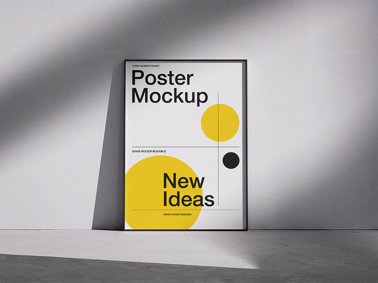 室内带框架的装饰画海报样机4组插图