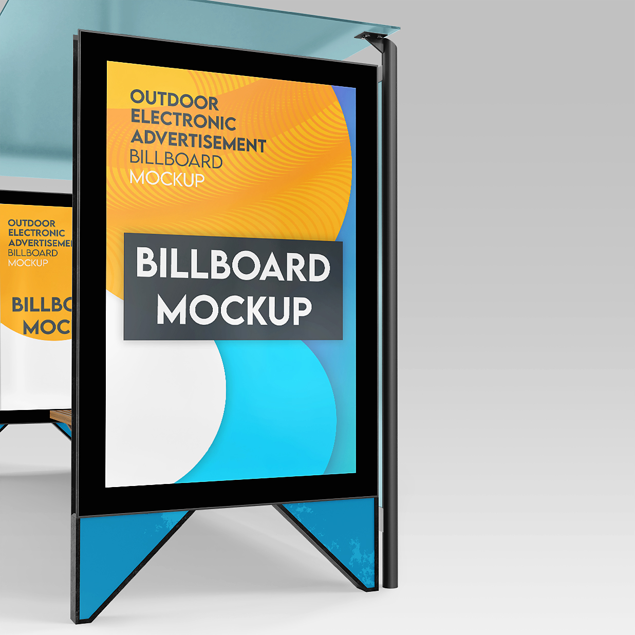 公交站台广告牌海报样机3组插图