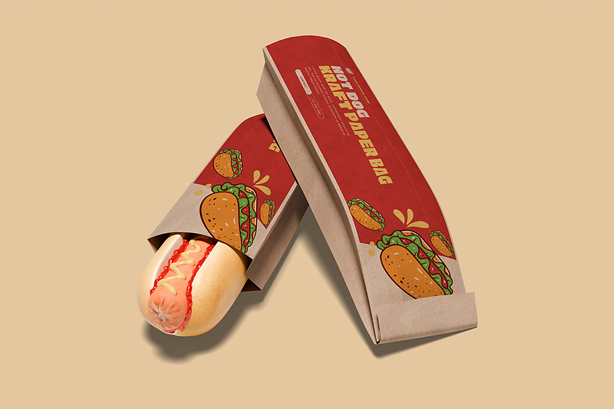 热狗牛皮纸食品袋样机插图