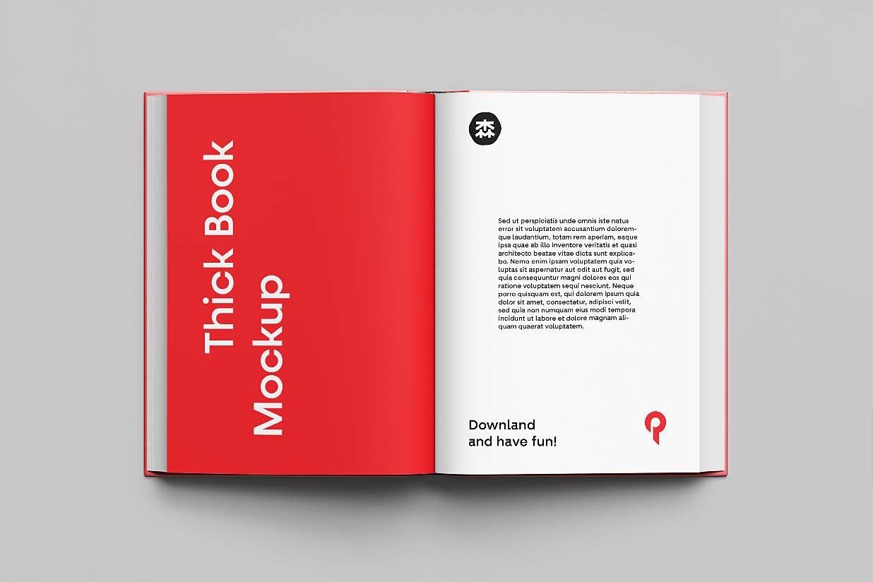 打开的精装书籍样机插图