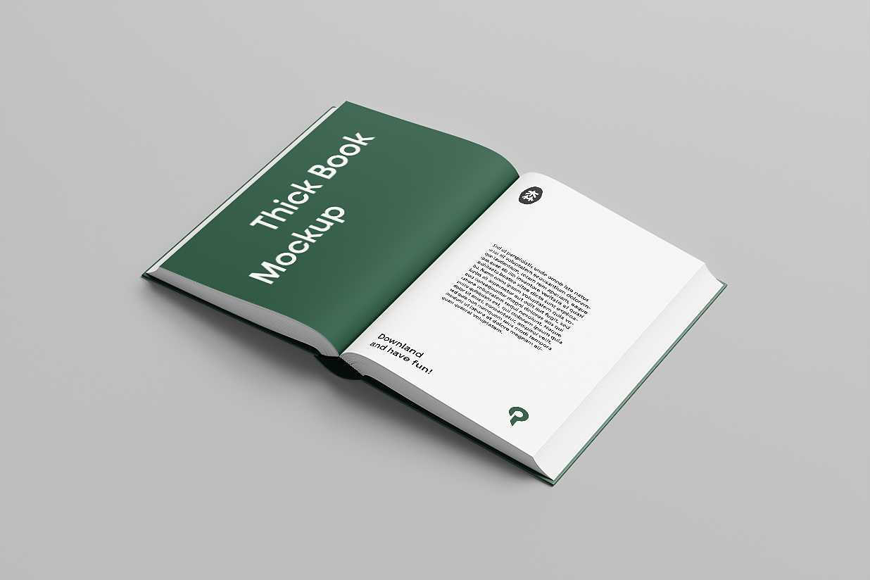 打开的精装书籍样机插图