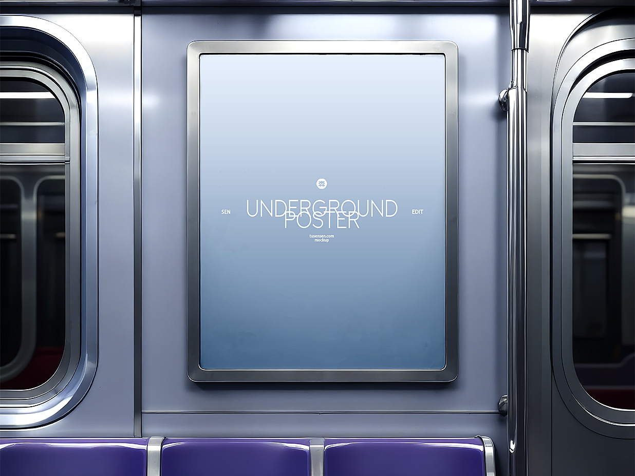 地铁站灯箱广告牌海报样机插图