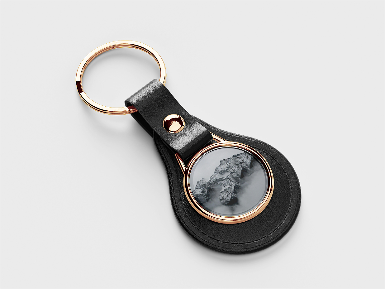 圆形皮革钥匙扣样机5组插图