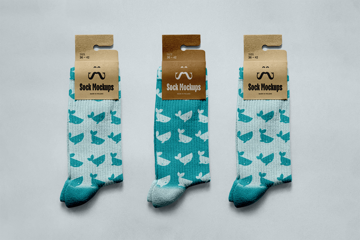 带标签的袜子长袜样机插图