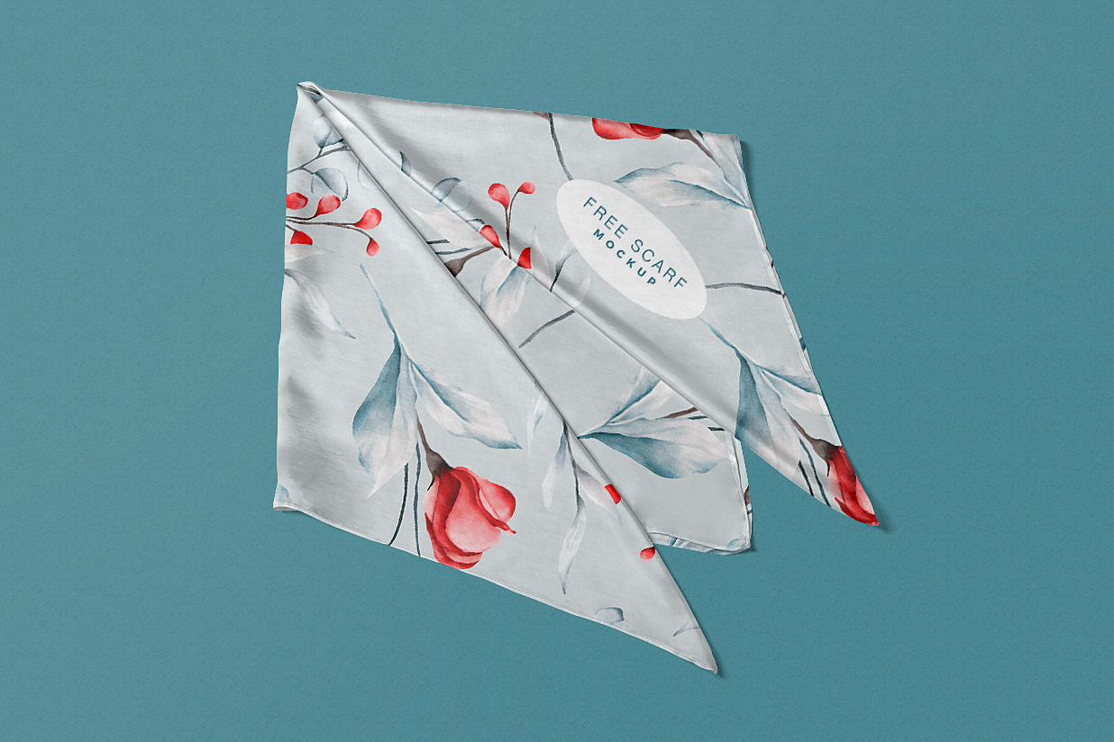 折叠面料头巾方巾丝巾样机插图