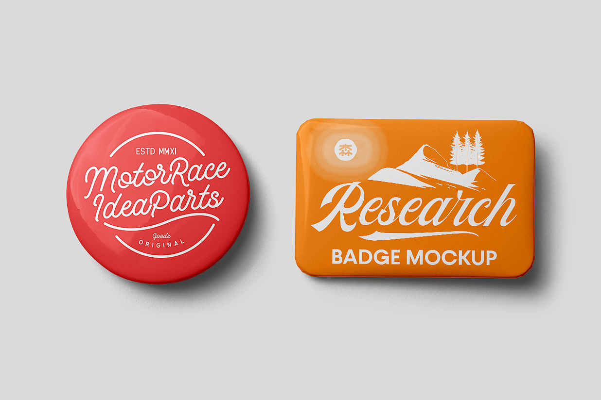 圆形与矩形别针徽章胸针样机插图