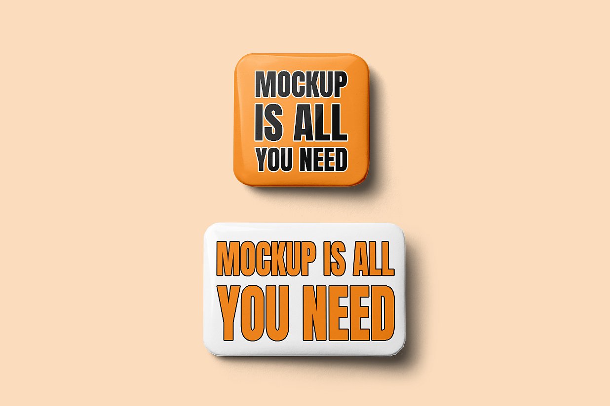 方形与矩形别针徽章胸针样机插图