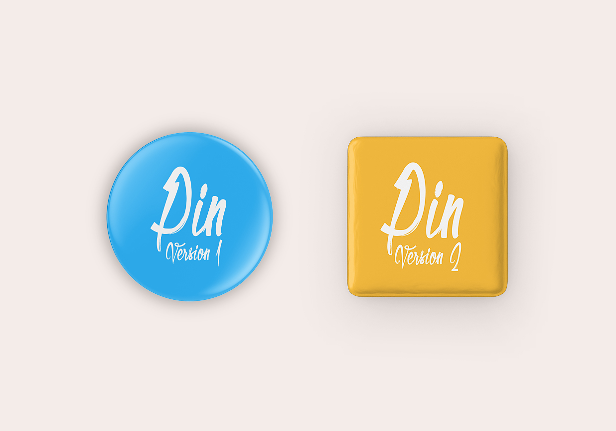 方形与圆形别针徽章胸针样机插图