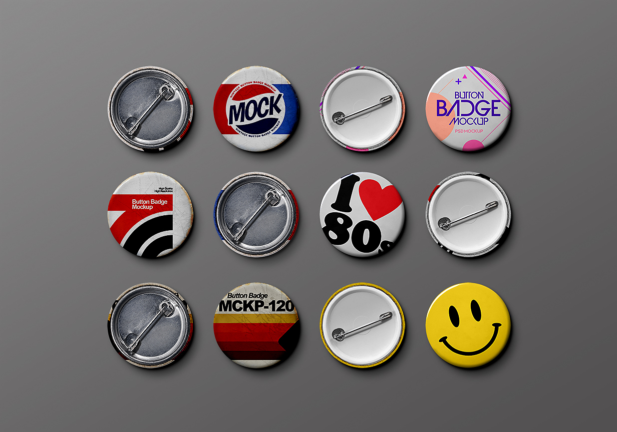 复古金属别针徽章胸针样机插图