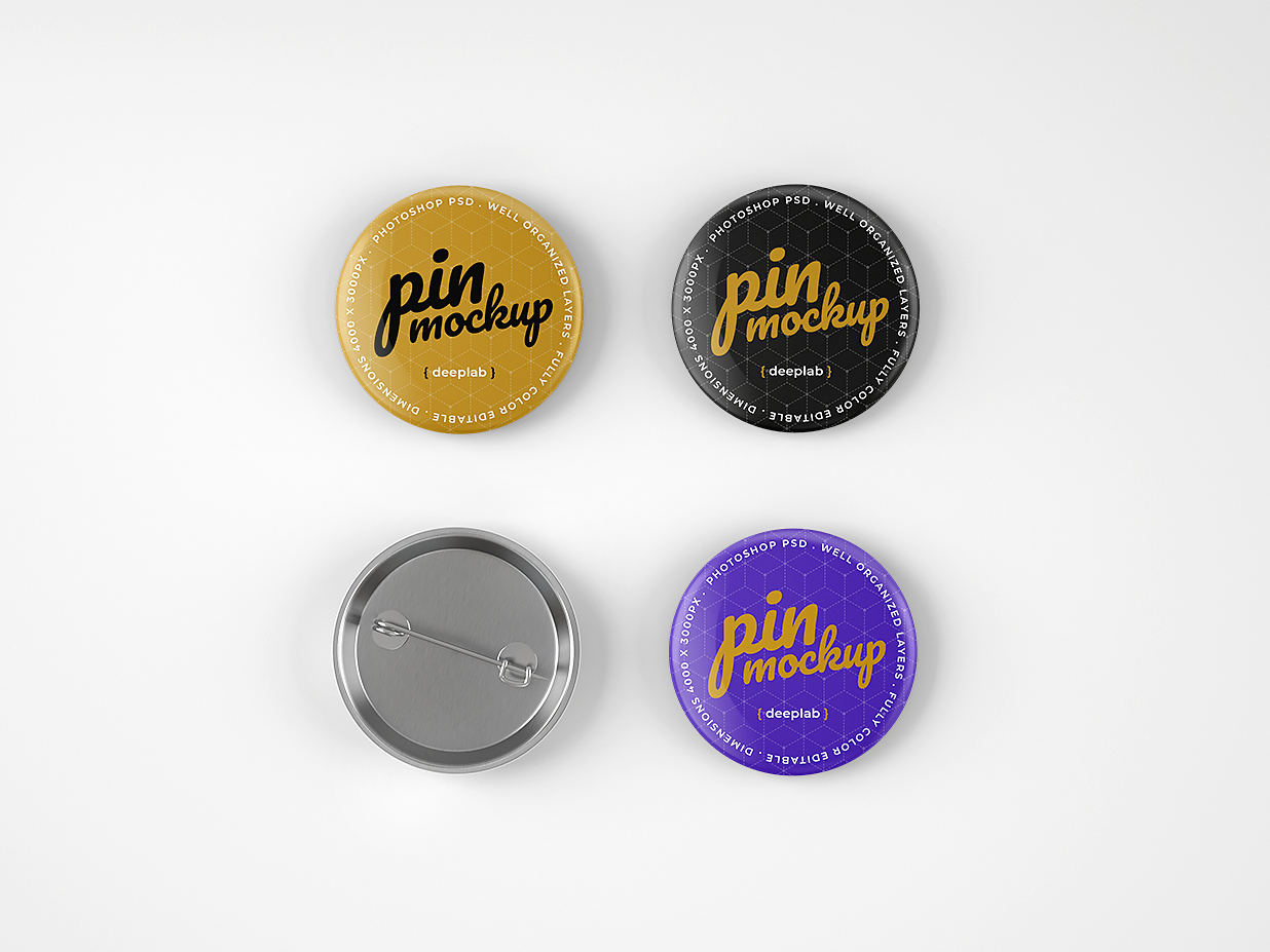 圆形别针徽章胸针样机插图