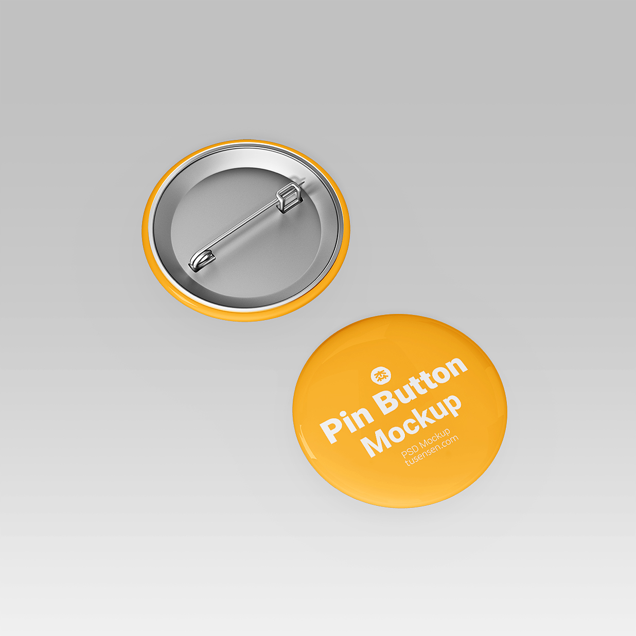 圆形别针徽章胸针样机3组插图