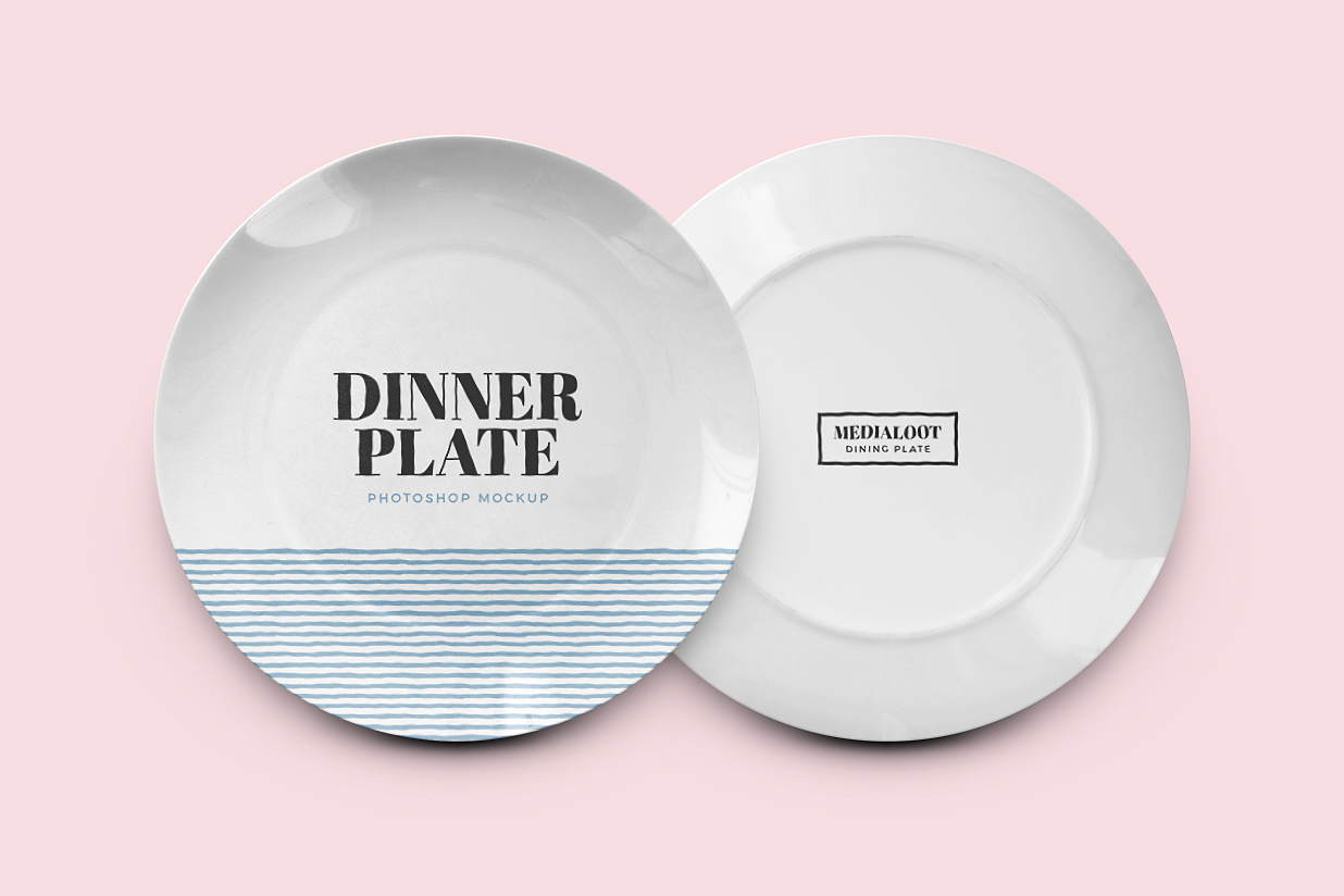 精致陶瓷餐盘餐具盘子样机插图