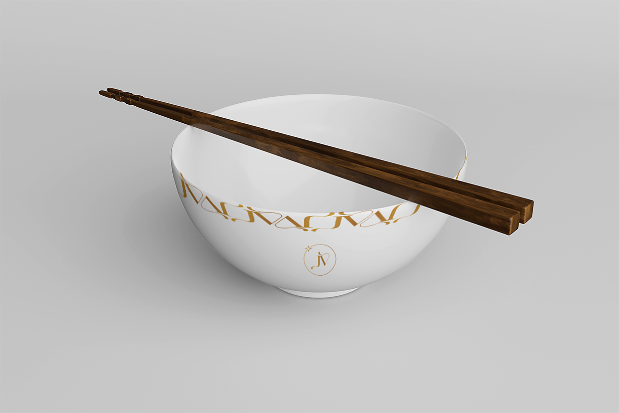 带筷子的陶瓷碗样机4组插图