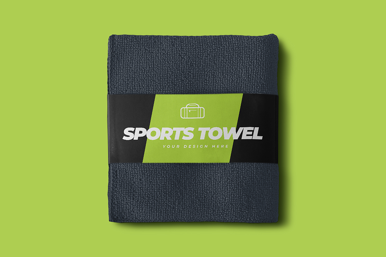 带包装纸的折叠毛巾洗脸巾样机插图