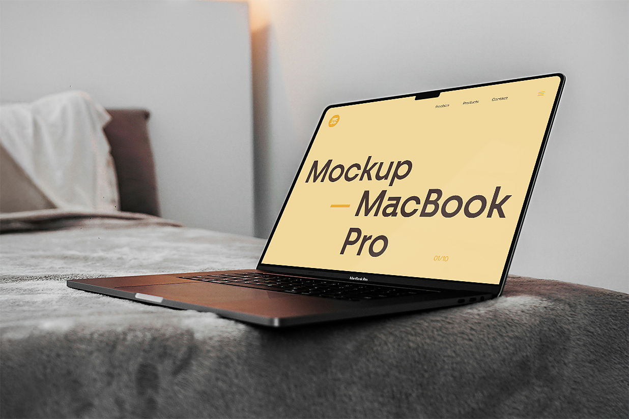 床上MacBook Pro样机插图