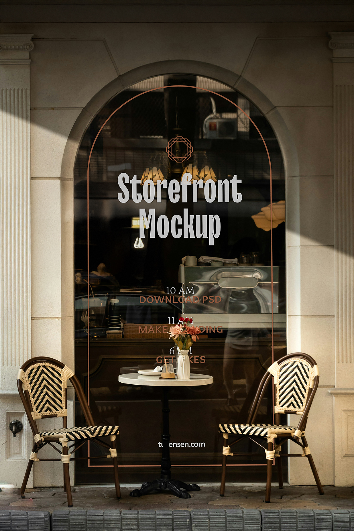 咖啡店餐厅玻璃橱窗LOGO贴样机插图