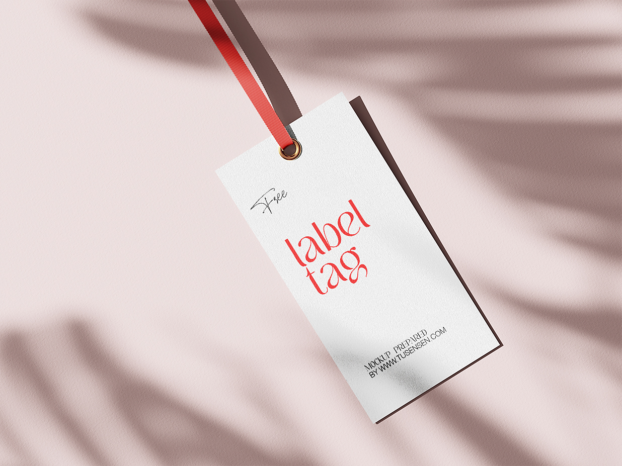 带扁绳的服装吊牌标签样机4组插图