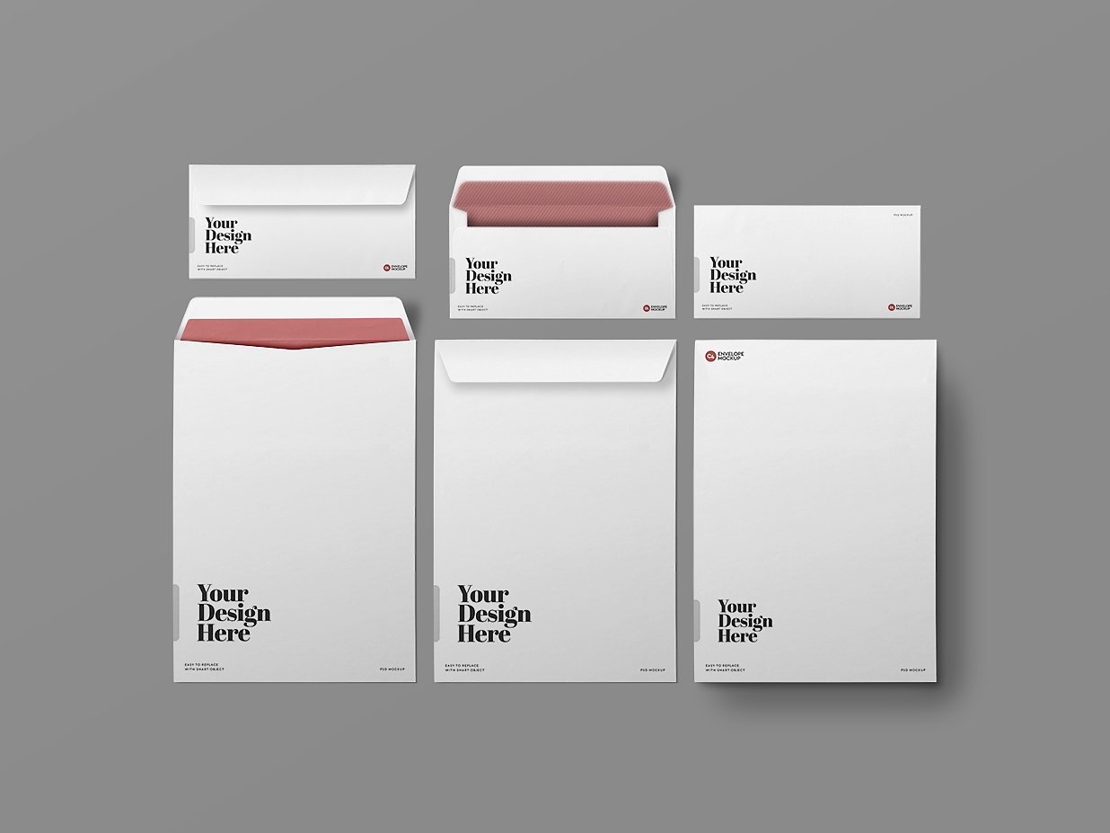 带信纸贺卡的信封样机Mockup插图