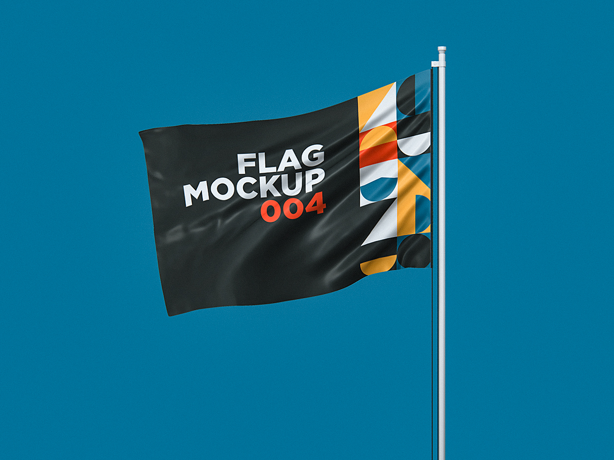空中飘扬的旗帜广告旗样机Mockup3组插图
