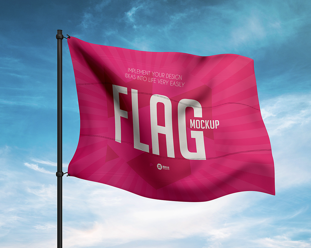 飘在空中的旗帜广告旗样机Mockup插图