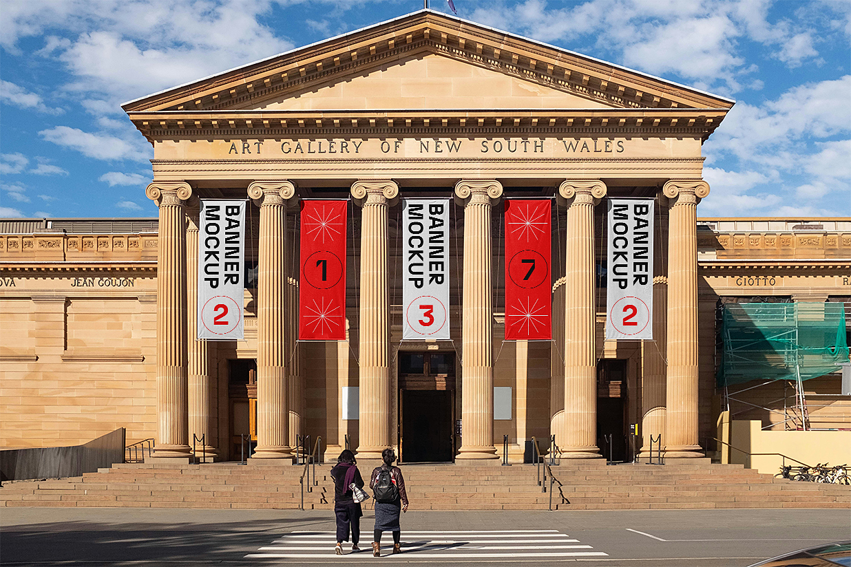 博物馆横幅吊旗挂旗广告旗样机Mockup插图