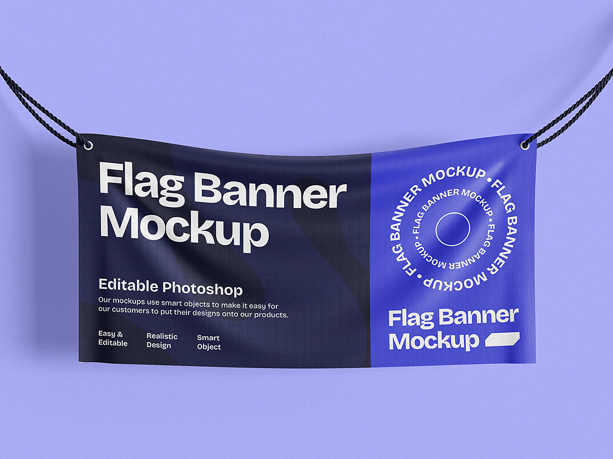 高质感吊挂拉旗横幅旗帜样机mockup3组插图