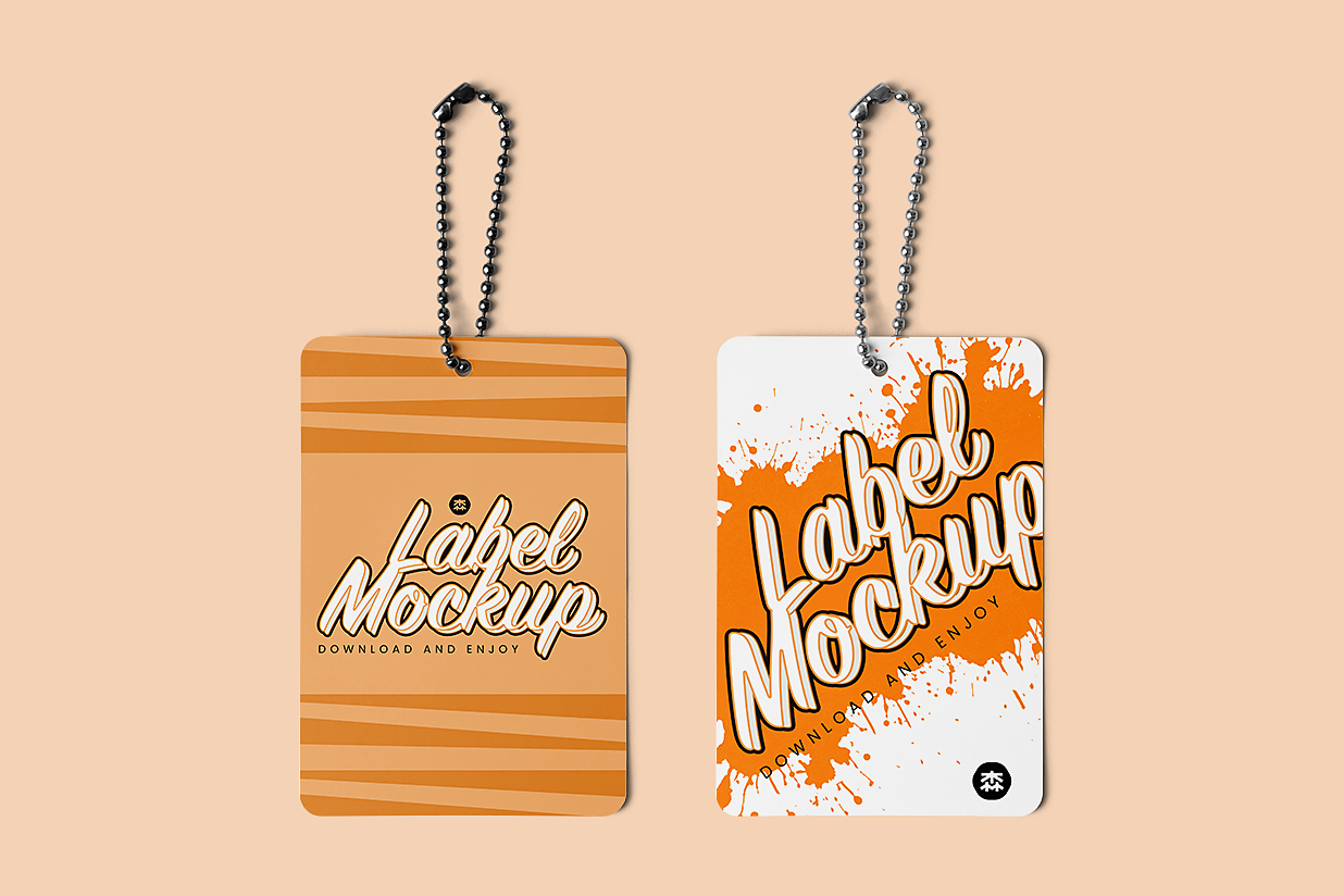 带链条垂直服装吊牌标签样机插图