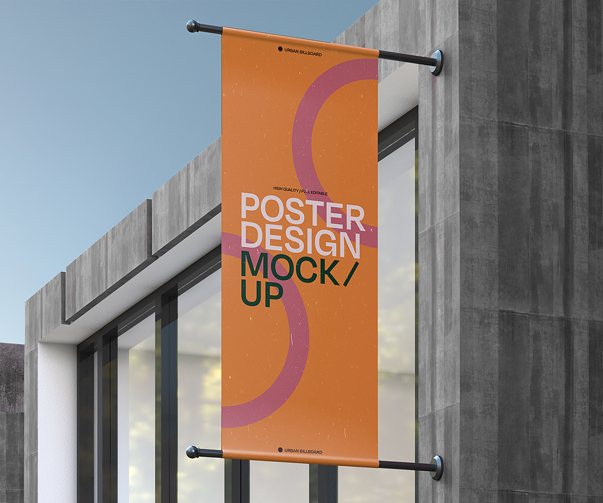 矩形广告旗道旗海报样机mockup插图