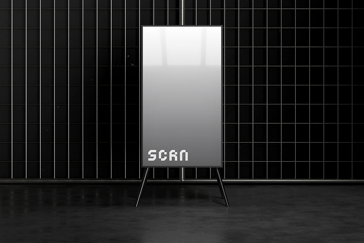 带发光屏幕的X展架样机mockup插图