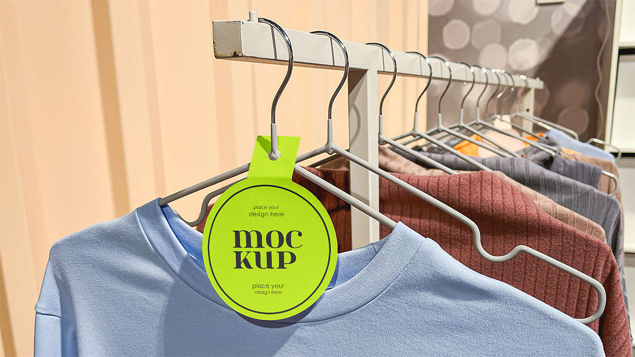 衣架上的服装吊牌标签样机插图