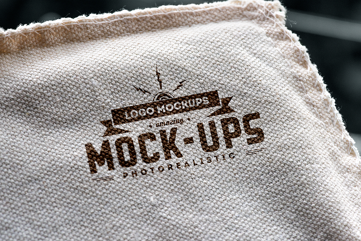 粗麻布LOGO印花样机Mockup插图