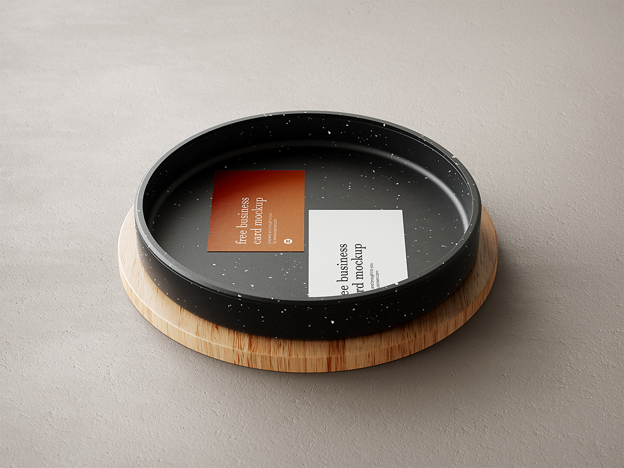 带名片的陶瓷盘子样机5组插图1