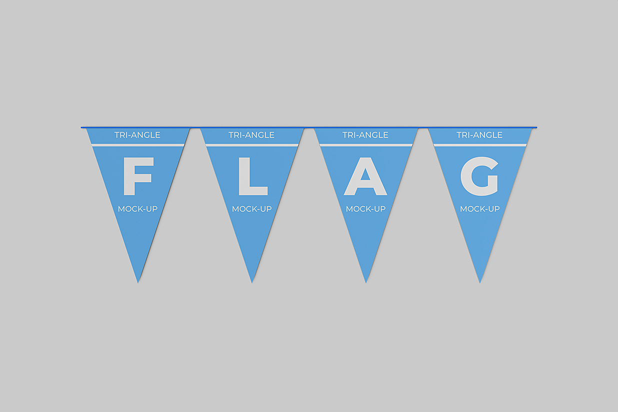 活动和节日三角旗拉旗旗帜样机mockup2组插图1