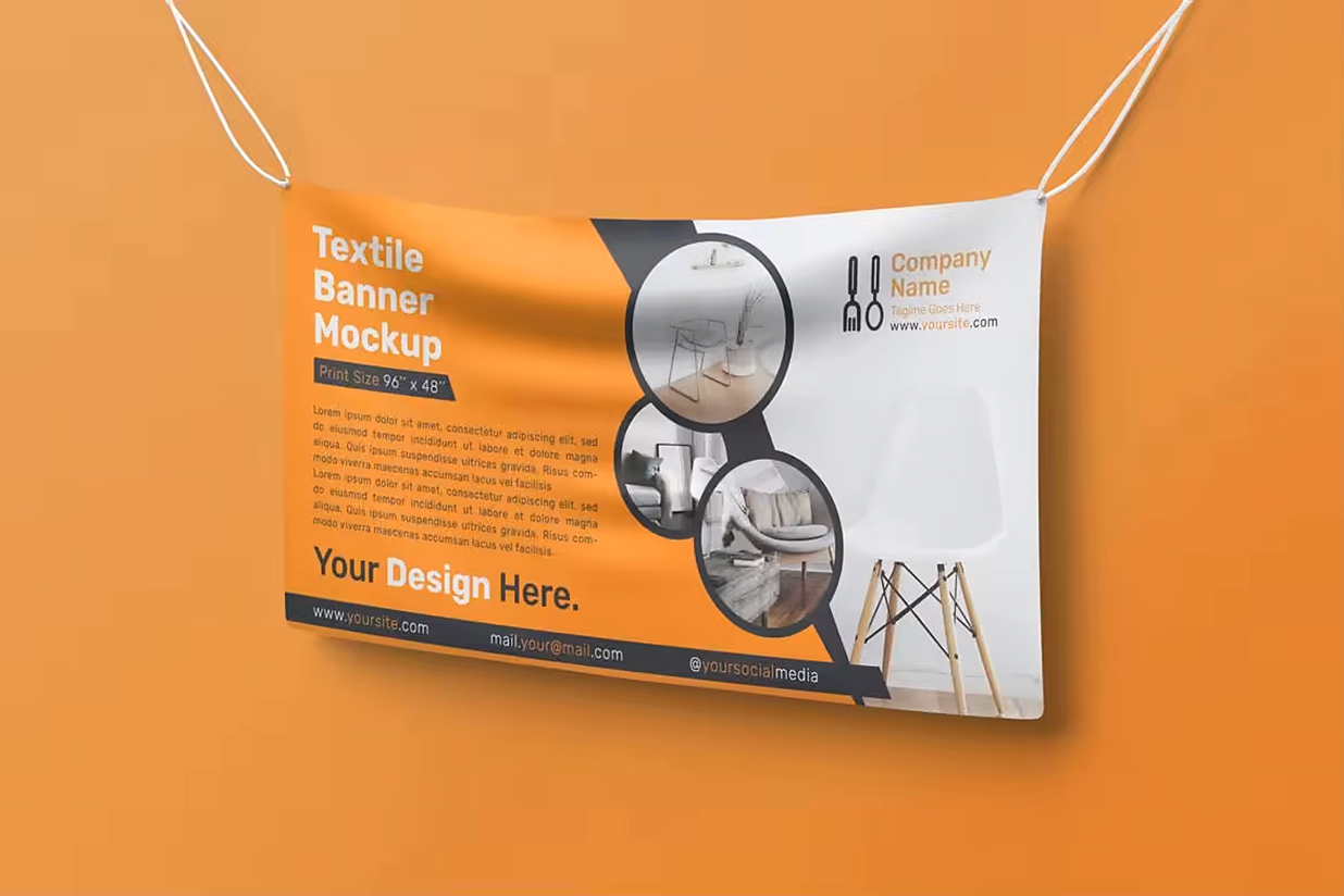 吊绳横幅拉旗旗帜广告样机mockup3组插图1