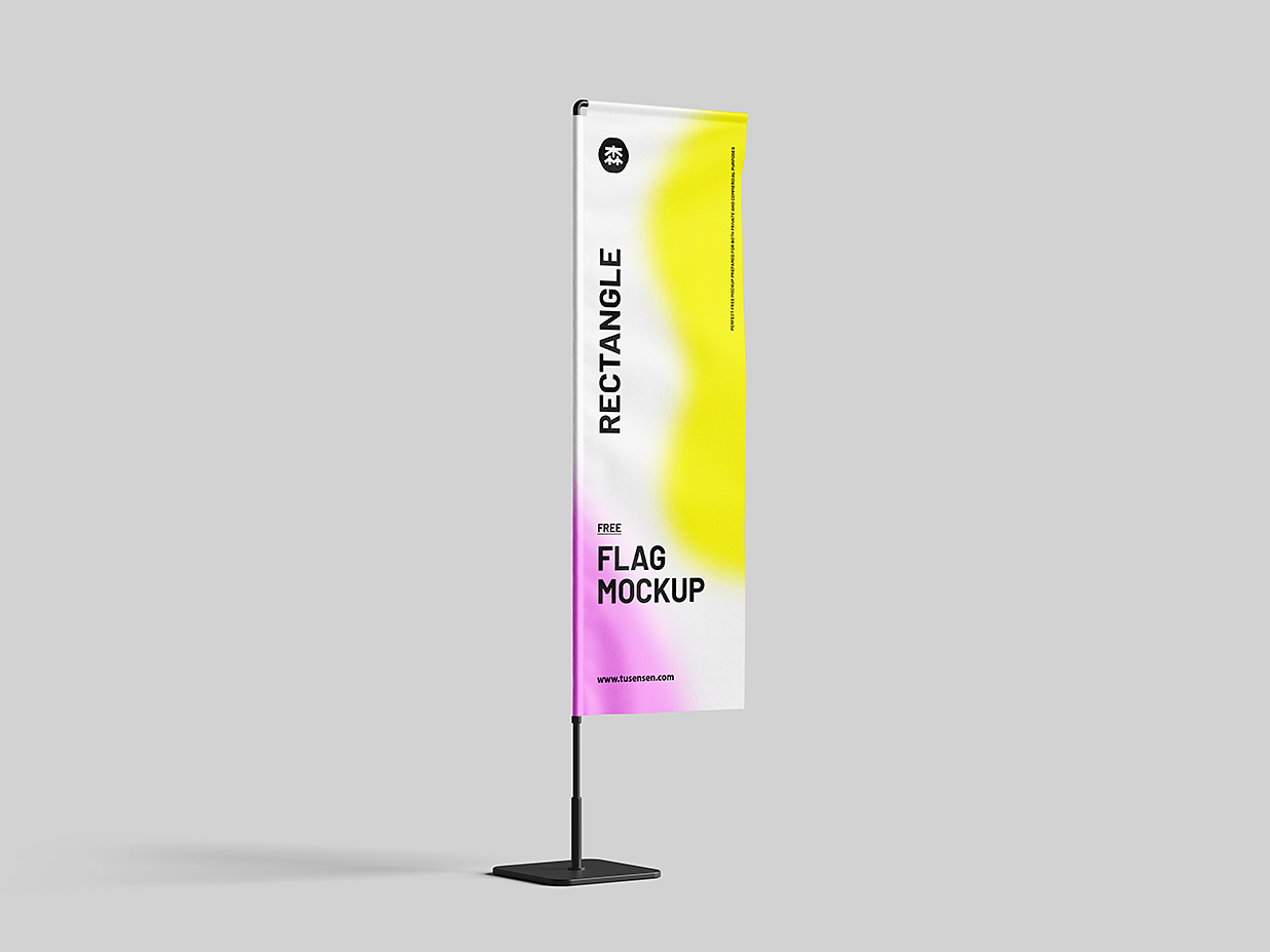 矩形道旗广告旗旗帜样机mockup3组插图1