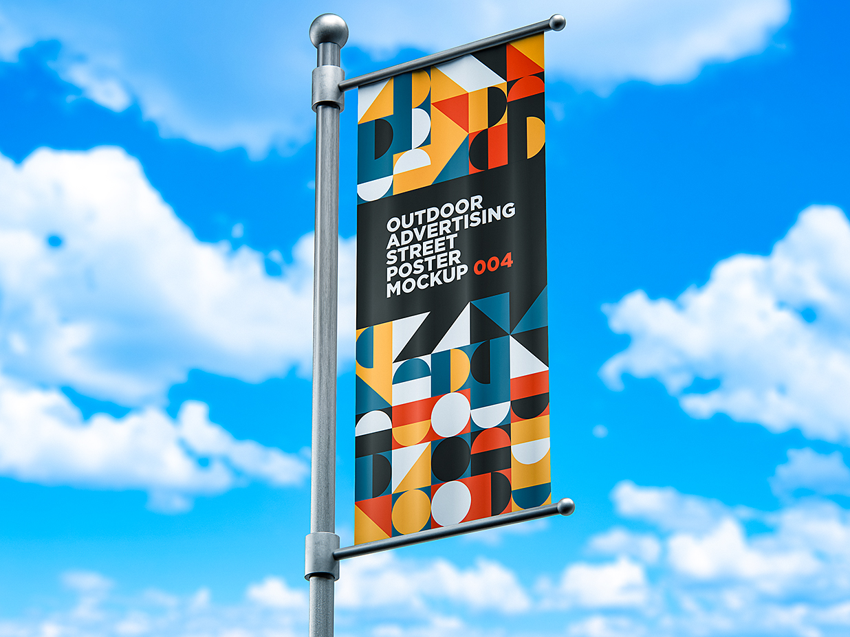 杆旗道旗广告旗旗帜样机mockup3组插图1