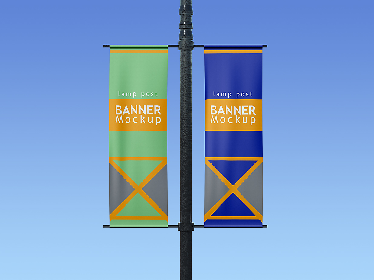 杆旗道旗广告旗旗帜样机mockup3组插图1