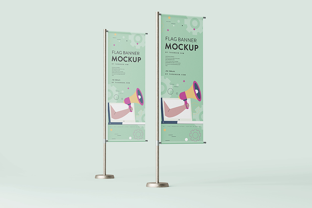高质感道旗广告旗旗帜样机mockup3组插图1