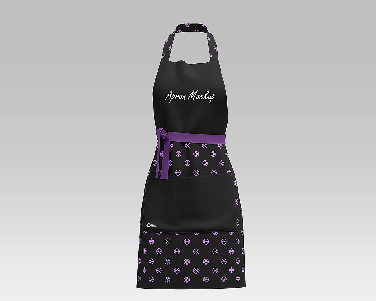 带口袋的餐饮围裙样机mockup2组插图1