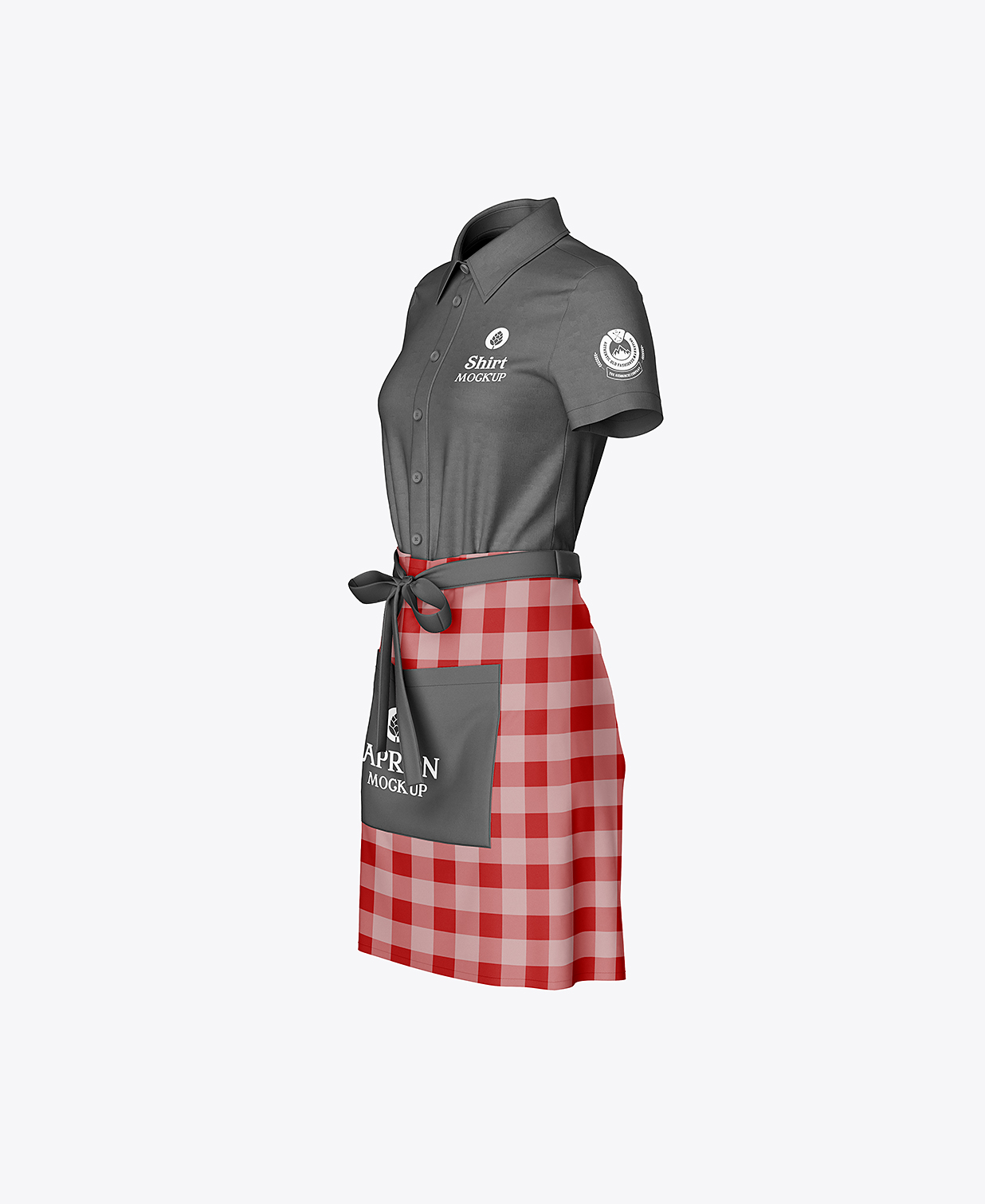 带T恤的餐饮围裙样机mockup2组插图1