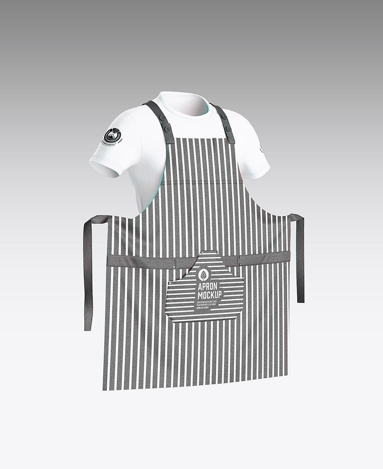 带短袖的餐饮品牌围裙样机mockup2组插图1