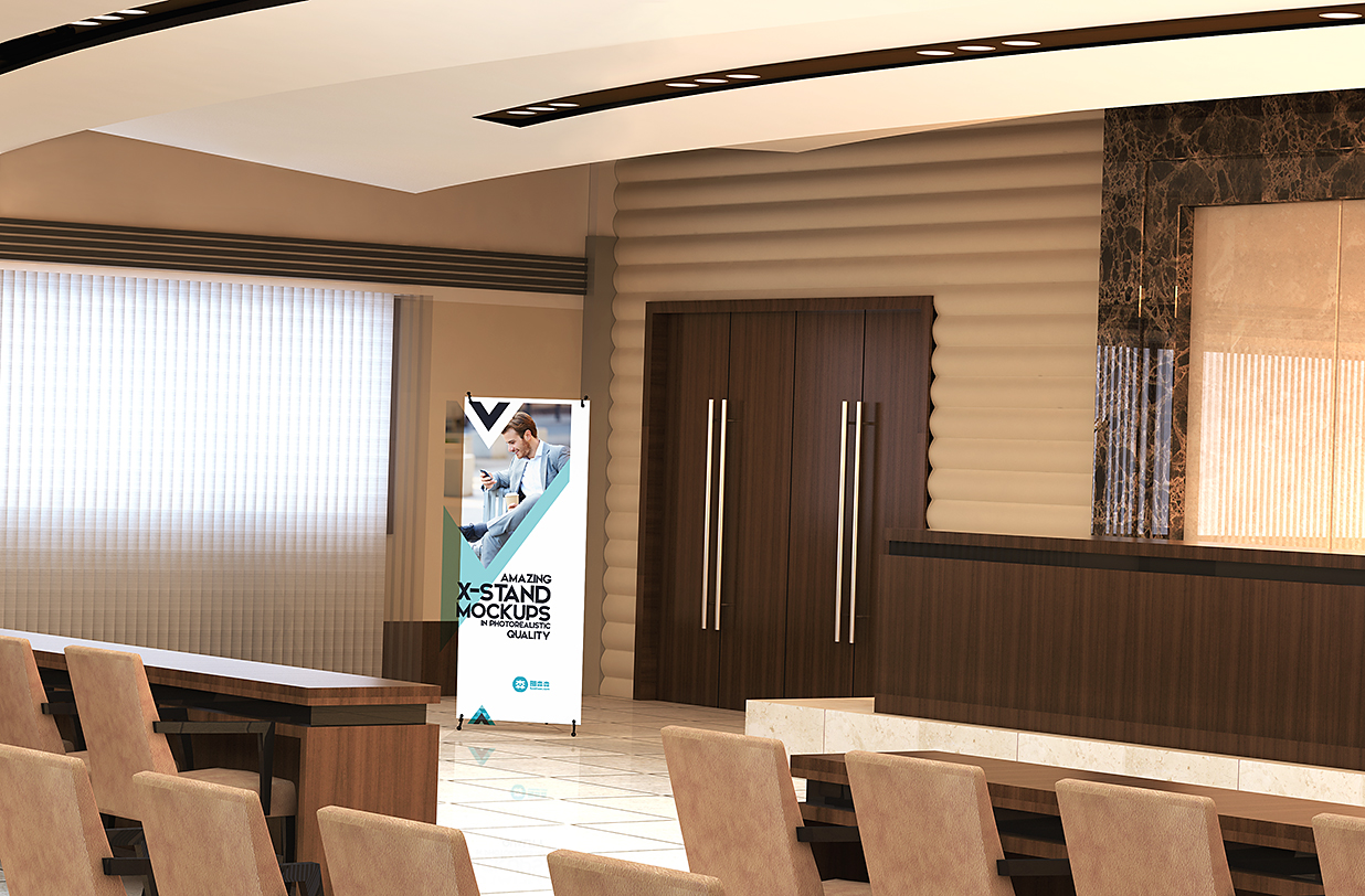 带会场场景的的X展架样机mockup5组插图1
