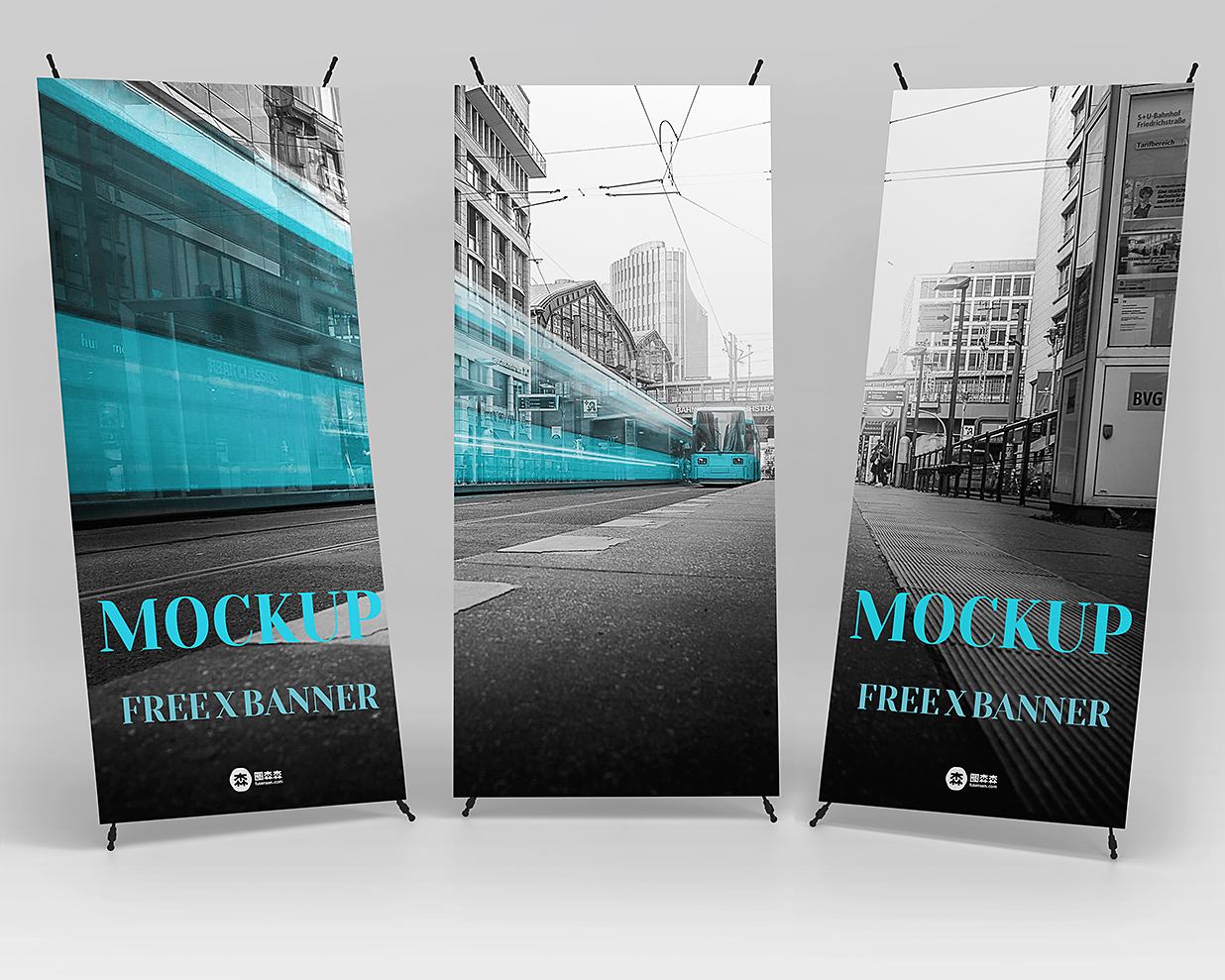 简约时尚X展架样机mockup2组插图1