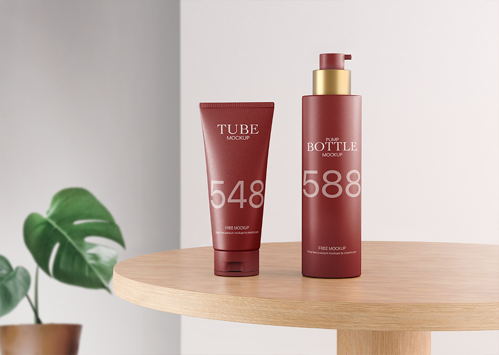 精致场景洗面奶与按压瓶样机插图