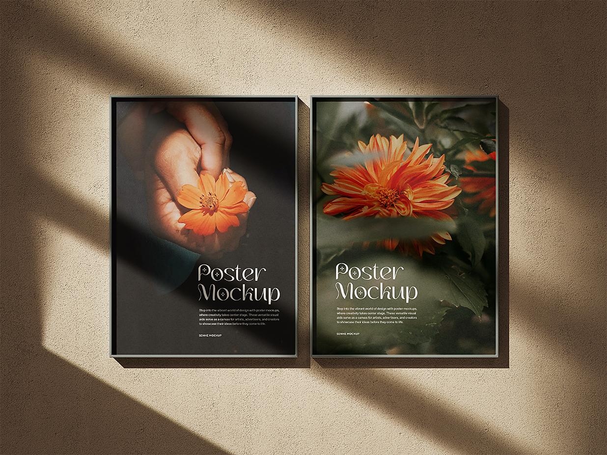 高质感带框架海报样机3组插图1
