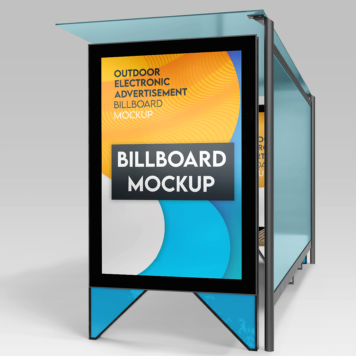 公交站台广告牌海报样机3组插图1