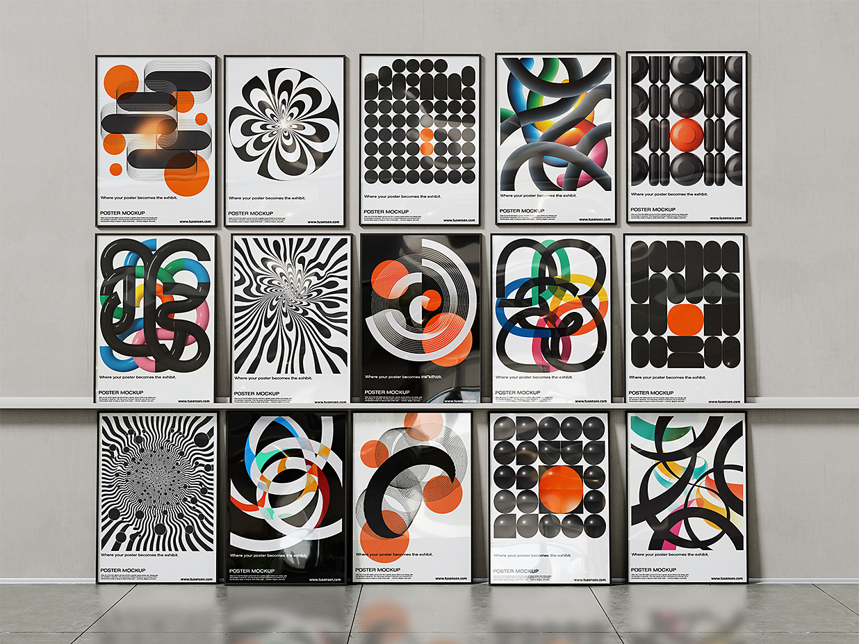 精致海报画廊样机4组插图1